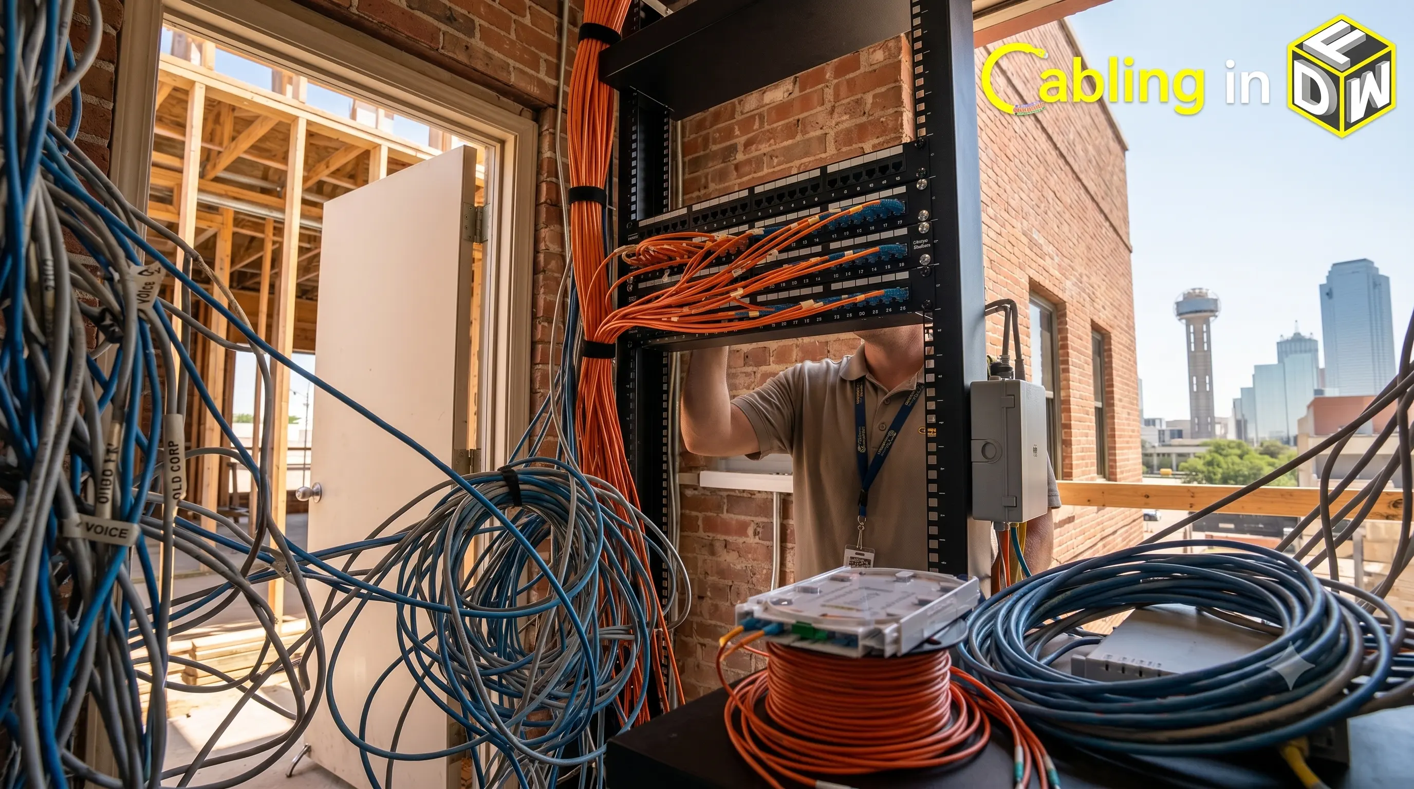 • Fiber optic cabling installation in a Dallas Fort Worth commercial office
