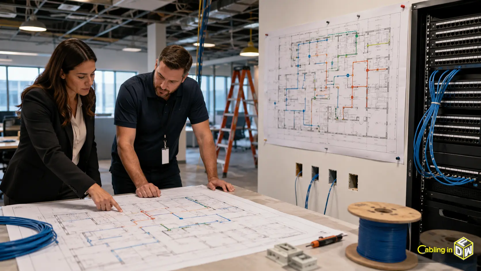 How a network cabling design is built: from floor plan to drop map