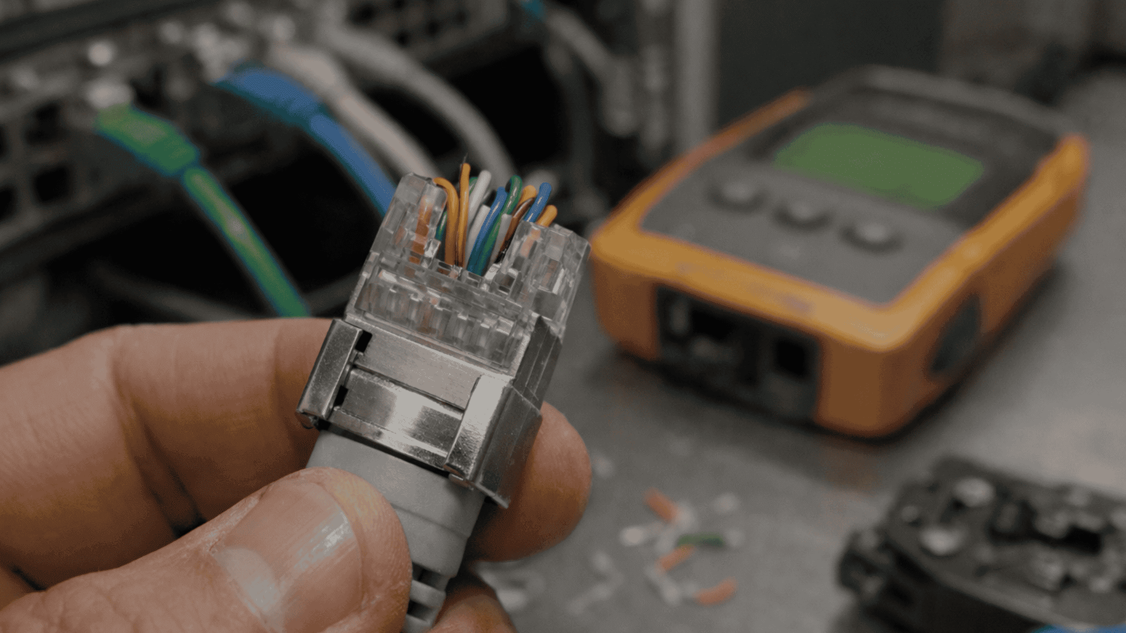 RJ45 termination problem during CAT6A cable installation in commercial network setup