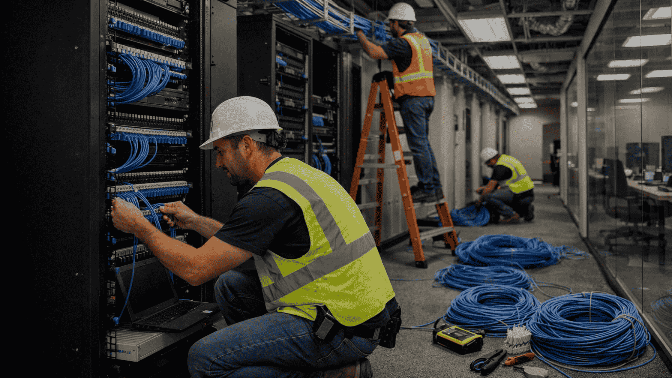 Ethernet cable installation services for high-density office floors