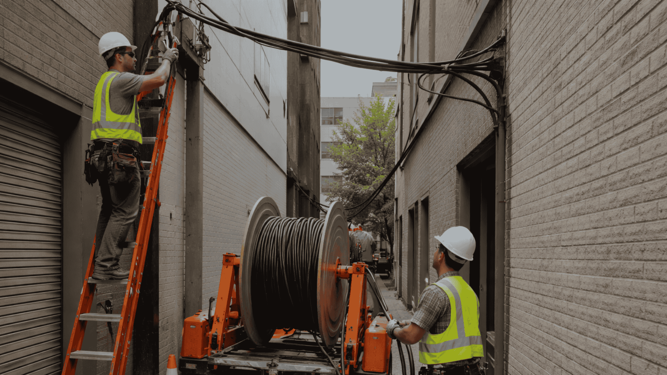 fiber optic cable installation between buildings by fiber optic cable contractors